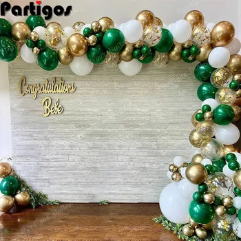 123 adet Yeşil Altın Balon Garland Kemer Altın Konfeti Beyaz Globos Doğum Günü Partisi Düğün Sevgililer Günü Yıldönümü Dekorasyon