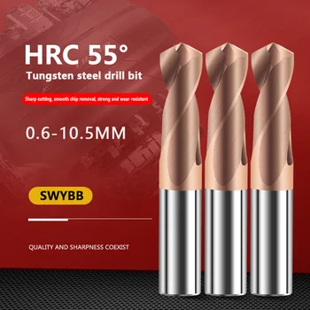 SWYBB HRC55 Karbür Alaşımlı Büküm Matkap Ucu 0.6-10.5 mm Paslanmaz Çelik Delikli CNC Tungsten çelik Kaplı