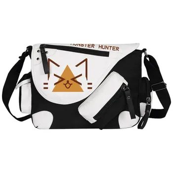 Anime Monster Hunter Tuval Hnadbag omuzdan askili çanta Crossbody Fermuar Rahat Seyahat Çantaları Okul Çantaları Messenger Hediye