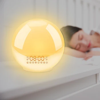 Çalar saat, uyandırma İşığı Dijital Erteleme çalar saat Gece Lambası Saat Gündoğumu Renkli ışık FM Radyolar İle