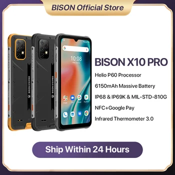 UMIDIGI BISON X10 Pro Smartphone Küresel Sürüm NFC 4GB 12GB IP68 ve IP69K Helio P60 Octa Çekirdek 6.53 