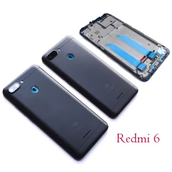 Pil arka kapak Xiaomi Redmi 6 için Arka Kapı Konut Değiştirme Onarım Yedek Parça + lens ön panel Redmi6