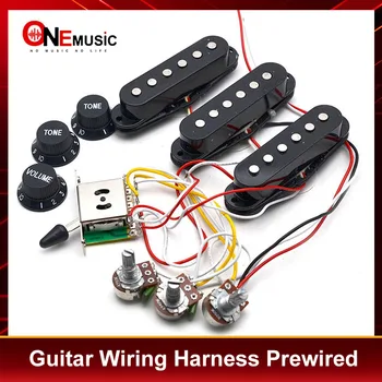 Elektro Gitar Pickup Kablo Demeti Kablolu 5 yollu Anahtarı 2T1V Çok Tipi Pikap ST Elektro Gitar Siyah-Beyaz