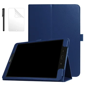 Litchi Flip Standı Akıllı PU Deri samsung kılıfı Galaxy Tab S3 9.7 SM-T820 / T825 / T829 9.7 inç Tablet Funda Kılıf + Film + Kalem