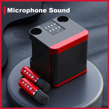 100 W YS-203 Taşınabilir Profesyonel Karaoke Çift Mikrofon Bluetooth Hoparlör Akıllı Harici Karaoke Cihazı