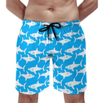 Büyük Beyaz Köpekbalığı Kurulu Şort Köpekbalıkları Siluet Klasik Plaj kısa pantolon erkek Baskı Artı Boyutu erkek mayoları doğum günü hediyesi