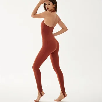 SALSPOR Tek Parça spor elbise Adım Ayak Spor Tulum Güzel Geri Elastik Yoga Kıyafeti Kadın Spor Spor Giyim