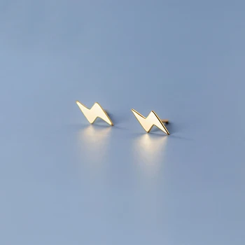 MloveAcc 925 Ayar Gümüş Minimalizm Sevimli Yıldırım Mini Küçük Saplama Küpe Kadınlar için Kız Genç Şık Doğum Günü Takı Hediye