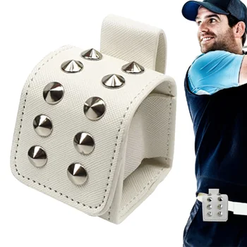 Golf Topu Mini Kılıfı PU deri bel kemeri Golf Topu Kılıfı Taşınabilir bel kemeri Taşıma Çantası Perçinler Golf Topu Tutucu küçük çanta