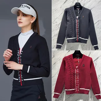 Sonbahar ve kış Kore orijinal tek golf takım elbise örgü üç boyutlu kızarmış hamur büküm iplik hırka kadın çok yönlü