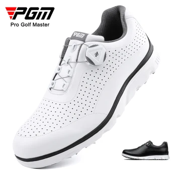 PGM Erkekler Golf ayakkabıları Spikeless Su Geçirmez Nefes Hızlı Bağlama Anti Sideslip Rahat Açık Yürüyüş Sneakers Topuzu spor ayakkabı