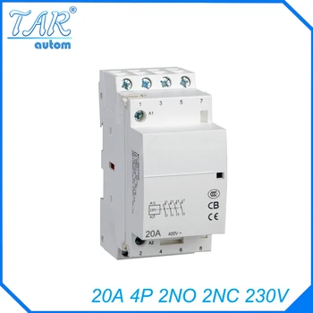 4 P 2NO 2N 230 V 20A Modüler Normalde Kapalı Kontaktör elektrik machincal türleri ile kontaktör Din demiryolu Ev ac kontaktör
