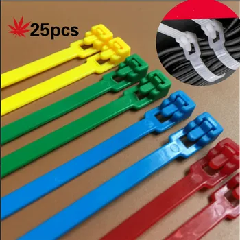 5x200mm / 8x200mm serbest bırakılabilir Kablo Bağları 25 adet Renkli Plastik kablo bağları yeniden kullanılabilir Döngü Wrap Naylon zip bağları BundleTies