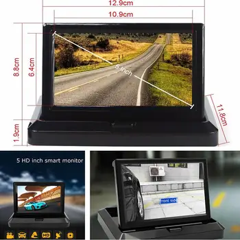 5 İnç TFT LCD Hd Monitör Ekran İki yönlü Av Girişi Ters Dikiz geri görüş kamerası Katlanabilir Ekran